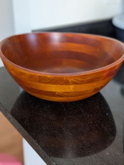 Cherry Finished Wavy Rim Serving Bowl