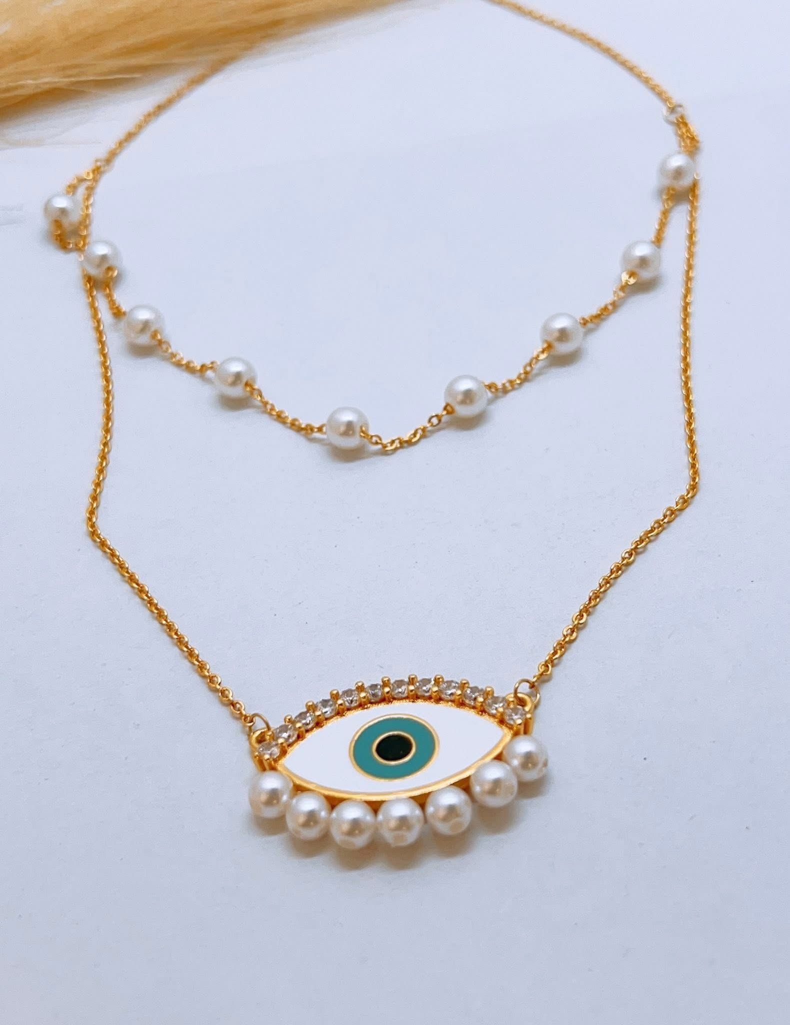 Devil Eye Necklace Plated Gold 18k