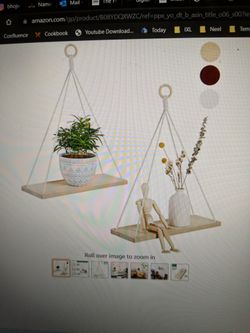 Potey Hanging Boho Floating Shelves 2 Tier Macrame