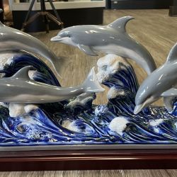 Lladro - The Dolphins Pod Of 4 W/ Box & Base