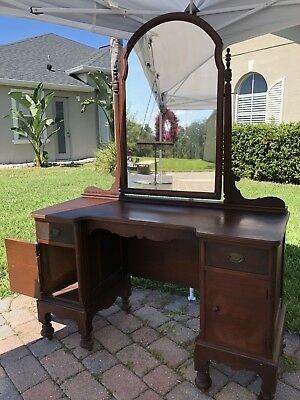 Antique Mirrored dresser, With Bed Headboard.