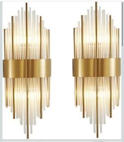 Crystal Wall Sconces Set of 2 Modern Sconces Wall Lighting Gold