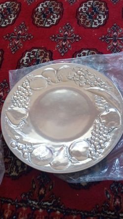 Silver Embossed Fruit Decorative Plate
