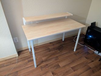 Ikea Computer Desk with Monitor Shelf Riser