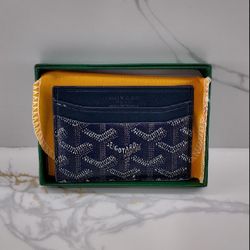Navy Blue Go-yard Card Holder with bag card and box
