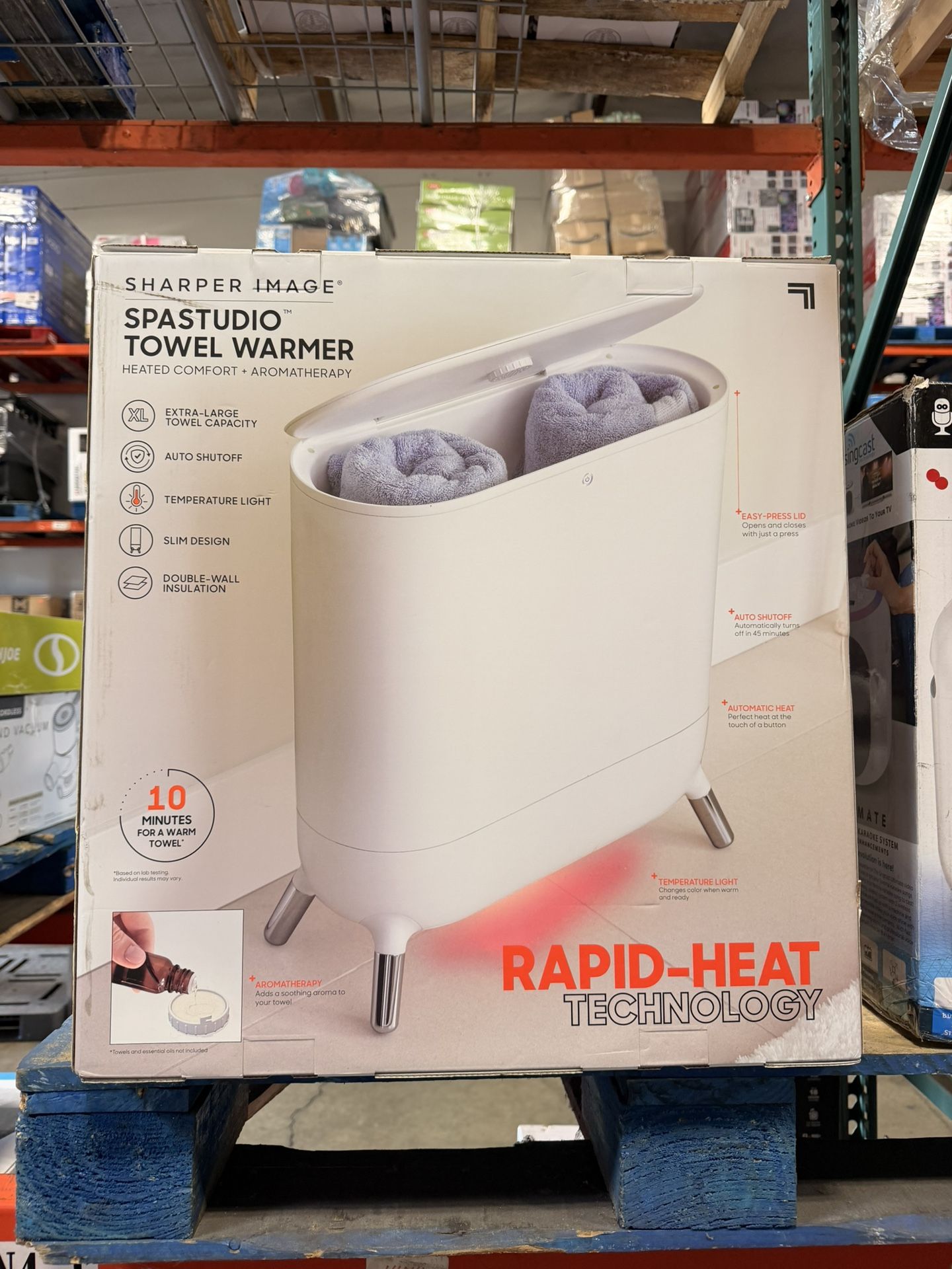 Sharper Image SPASTUDIO Towel Warmer Heated Comfort And Aromatherapy Brand New In Box 