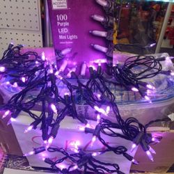 Home Accents Holiday 100 Purple LED Mini Lights Indoor/Outdoor 