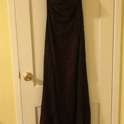 Strapless Red Dress W. Black Sequins 