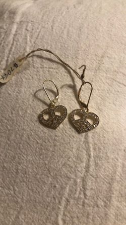 Sterling silver Heart Peace Sign Drop Earrings
