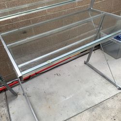 Modern Desk Metal Glass Top And Shelf W24xL37H37  Reduced From $40 Can Be Disassembled. 