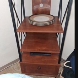 Media Stand Shelves Display Wood And Wrought Iron