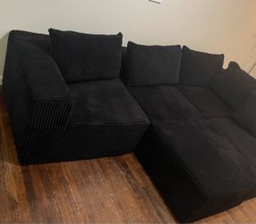 Black corduroy modular boneless couch 135"