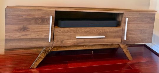 $165 - Mid Century Style Dark Brown TV Console / Stand