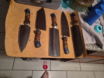 Custom damascus knife set