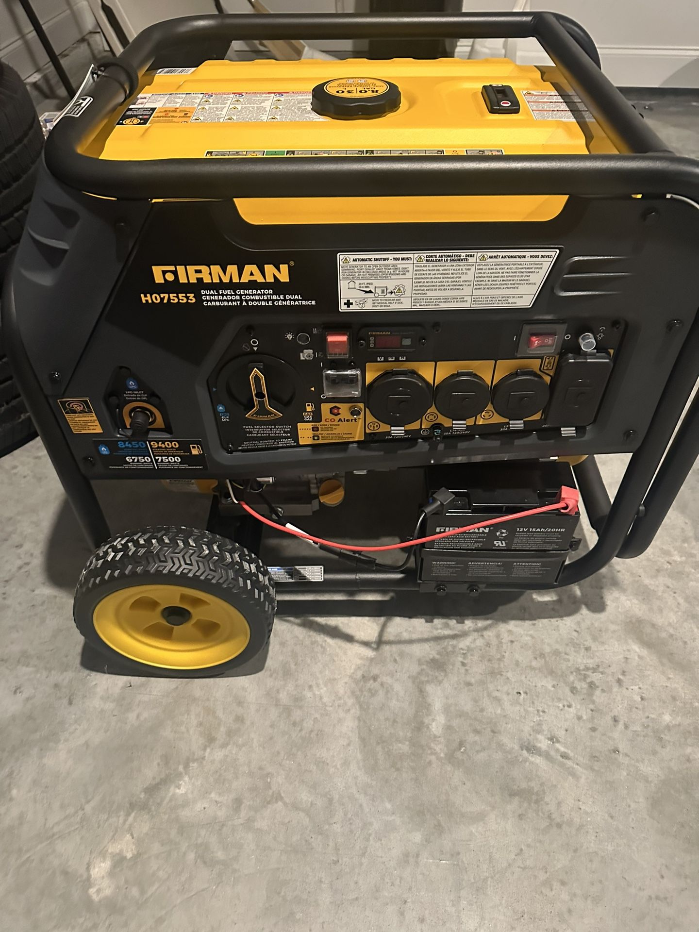 FIRMAN DUAL FUEL 9400 STARTING WATT GENERATOR