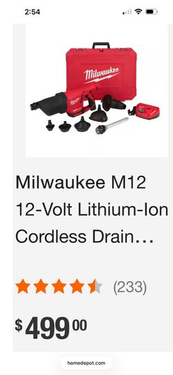 New Milwaukee m12 … 12 volt lithium-ion  cordless drain cleaning air snake air gun kit