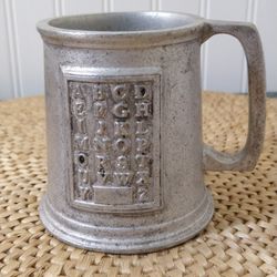 Vintage Wilton RWP Pewter Childs Alphabet ABC Mug 3.5" High