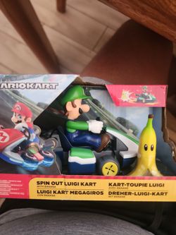 Mario Kart Spin Out Luigi Kart with Banana