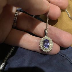 Genuine Tanzanite and Diamond Necklace - new! 