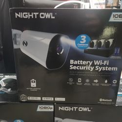 Night Owl 10 Channel 4K Wi-Fi NVR with 1TB Hard Drive and 3 Wire Free (Battery) 1080p HD Spotlight Cameras