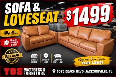 Leather Sofa & Loveseat. 🚚WE DELIVER🚚