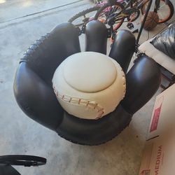Leather Badeball Glove Chair And Badeball Storage Ottoman