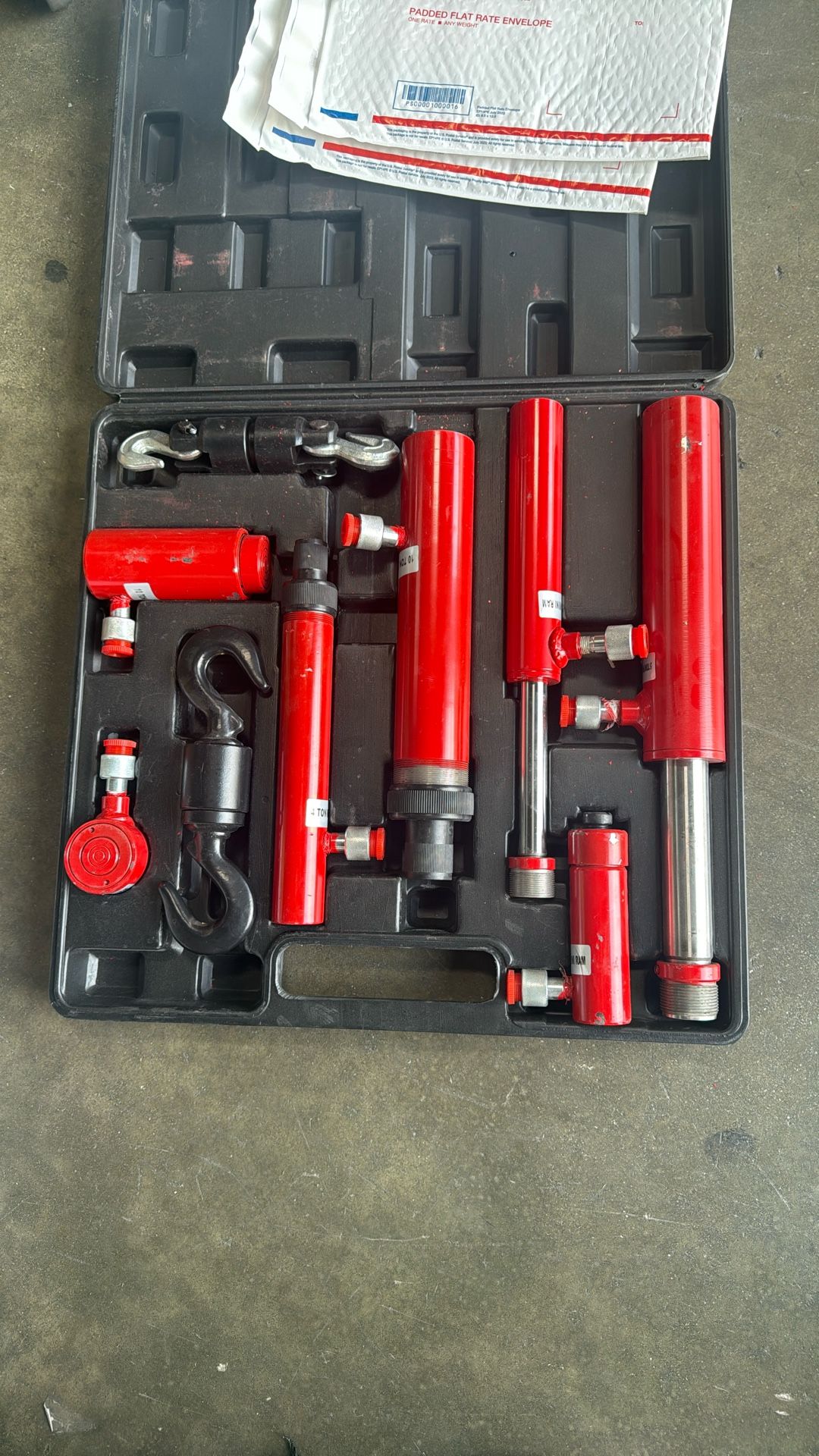 7pc Hydraulic Auto Body Frame Repair Hook Puller Pusher Ram 10T 4T 2 Porta Power