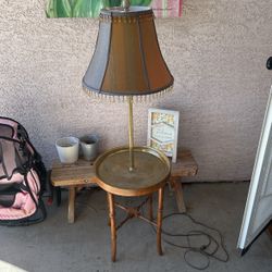 Antique Vintage Brass Table Lamp Works 