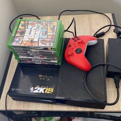 Xbox One With Controller And Games