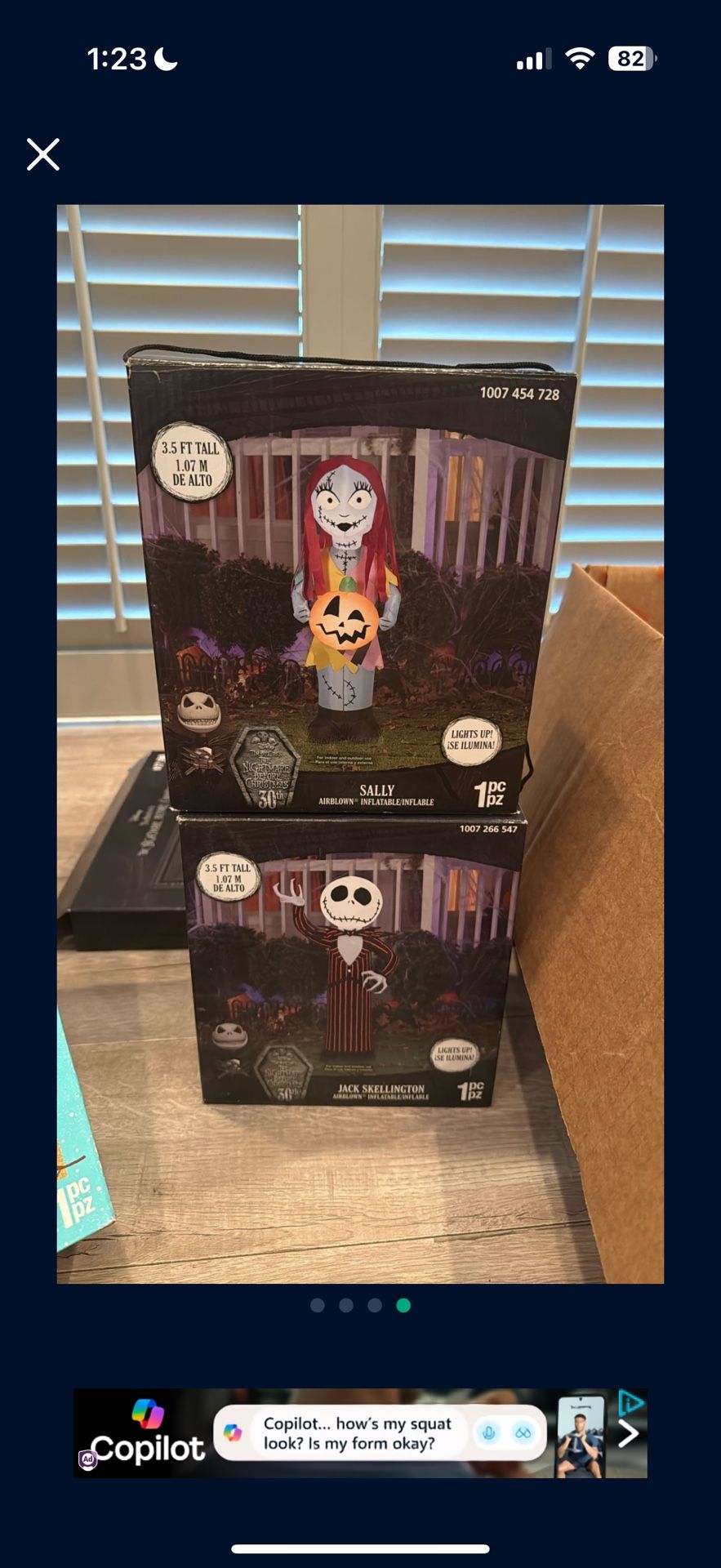 3.5ft Tall Sally And Jack Skellington Inflatable Decors