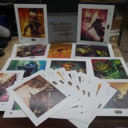  2007 World of Warcraft Blood & Thunder 8x10  31 Graphic Prints & King of Honor Friend Lorekeeper Darian 34 Graphic Prints. with cases. collectible.  