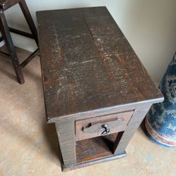 Solid Wood And Iron Side Table 