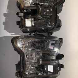 15-17 Ford F-150 Chrome Housing Clear Reflector Halogen Headlights  Faros delanteros halógenos con reflector transparente y carcasa cromada