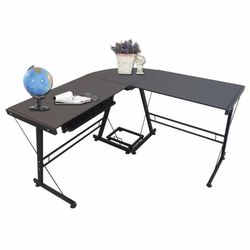 Black Tempered Glass Corner Desk