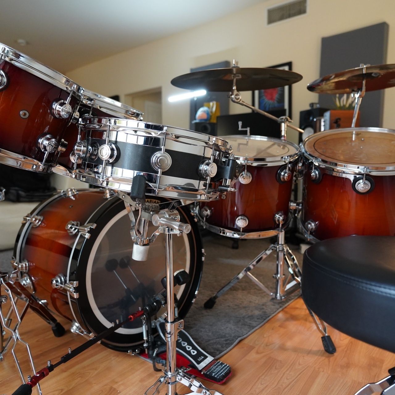 dw collectors tobacco burst Design Series 7pc Drum Set 14x16 (C#) Used DW Collector's Series 5
