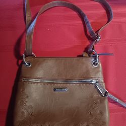Rosetti Brown Leather Purse Crossbody 