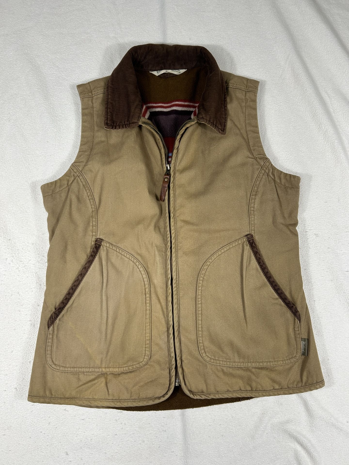 Woolrich Vest Women's Size Small Dorrington Barn Brown Full Zip Fleece Lined