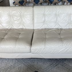 Ivory Leather Sofa