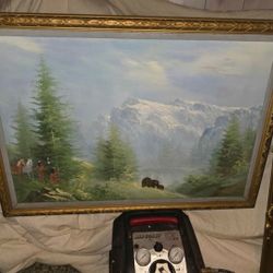 Bears & Indians Painting Hand Painted