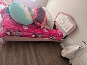 Pink Kids Twin Bed Frame with LED LIGHTS