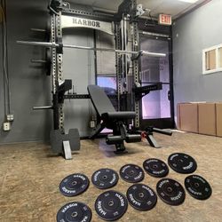 New Home Gym Package: Squat Rack & Functional Trainer | 400lb Weight Stacks | Adjustable Pulley System | FID BENCH | 260lb Bumpers & Olympic Barbell 