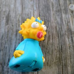 RARE 1998 Wind-Up Maggie Simpson 3" Burger King EUROPE Action Figure Simpsons