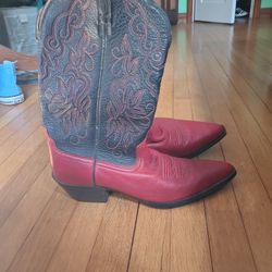 Red & Black Women's Size 10B Leather Cowboy Boots- Hardly Ever Worn