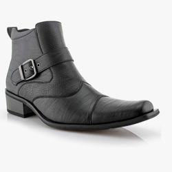 Ferro Aldo Alejandro MFA606326 Mens Memory Foam Casual High Western Buckle Strap Ankle Dress Boots