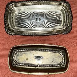 Vintage Covered Butter Dish, Glass Tray