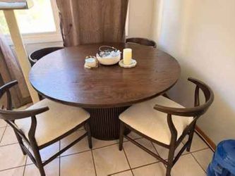 Wood table set with 4 chairs
