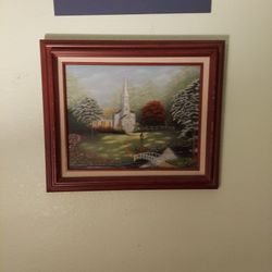 Church Landscape Scene Print On Canvas 