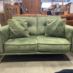 Green Velvet Gold MCM Leg Loveseat