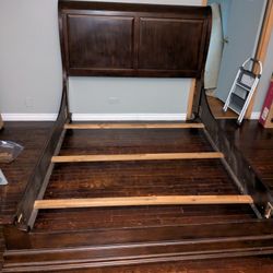 Wooden Sleigh Style Queen Sized Bed Frame