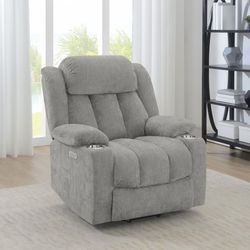 💥New PLUSH Over Stuffed GREY Power Lift Recliner Chair USB Cup Holders $10 DOWN